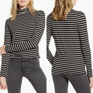 Adriano Goldschmied Knits "Chels" Stripe Turtleneck Black White, Women's Size XS